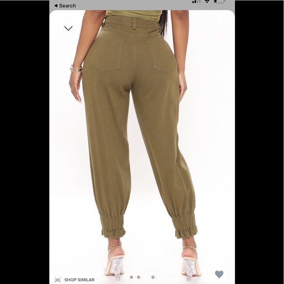 Berlin Slouchy Denim Joggers-Olive - Picture 2 of 4